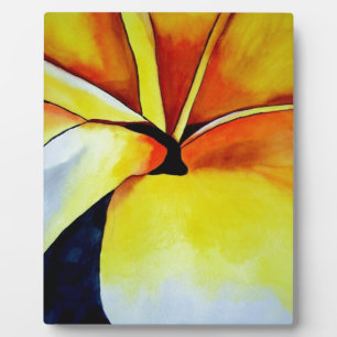 Tropical Frangipani flower watercolor abstract art Plaque