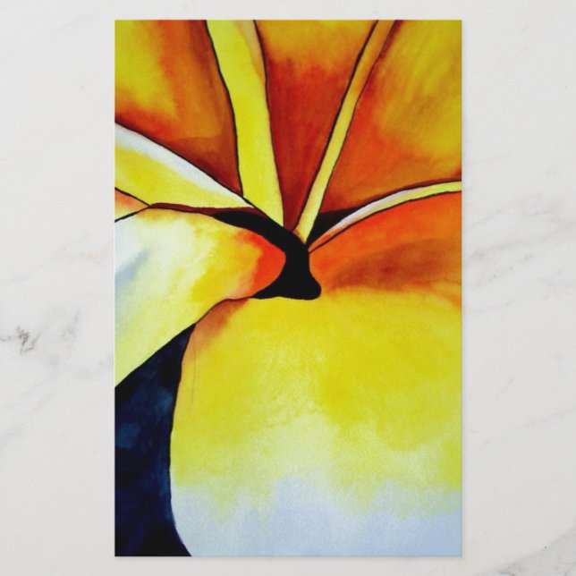 Tropical Frangipani flower watercolor abstract art Stationery (Front)