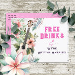 Tropical Free Drinks Funny Wedding Save the Date<br><div class="desc">Adult themed Hawaiian tropical beach floral watercolor graphic free drinks funny wedding announcement save the date.</div>