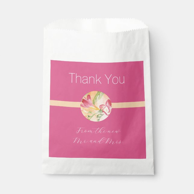 Tropical Freesia Watercolor Thank You Favour Bags (Front)