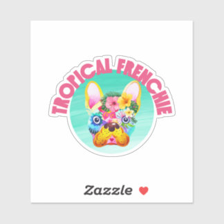 Tropical French Bulldog, bright and colourful