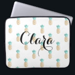 tropical fresh summer faux gold pineapple pattern laptop sleeve<br><div class="desc">Cute and summer faux gold and turquoise pineapple pattern. You may choose the colour of the background.</div>