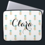 tropical fresh summer faux gold pineapple pattern laptop sleeve<br><div class="desc">Cute and summer faux gold and turquoise pineapple pattern. You may choose the colour of the background.</div>