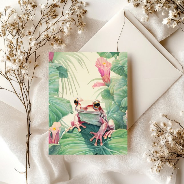 TROPICAL FROG IN PASTEL COLORS POSTCARD (Creator Uploaded)