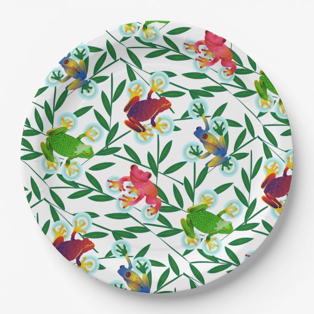 Tropical Frog Jungle Paper Plate (Front)