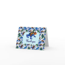 Tropical Frog Pattern Thank You Card - Blank