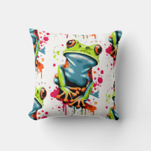 Tropical Frog Pillow - Colourful Frog prince