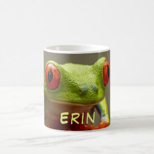 Tropical Frog with Red Eyes Personalized Name Coffee Mug