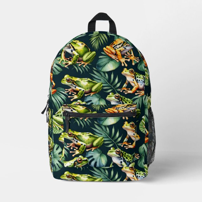 Tropical Frogs  Printed Backpack (Front)