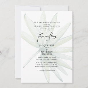 Tropical Frond Both Parents Wedding Invitation