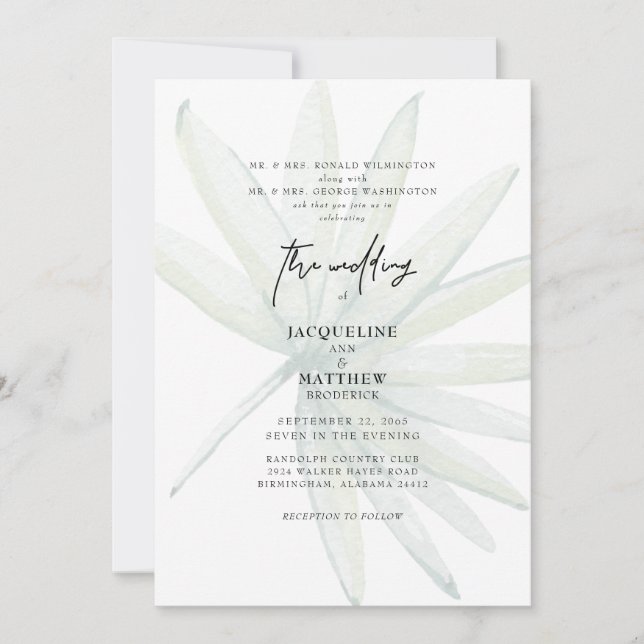 Tropical Frond Both Parents Wedding Invitation (Front)