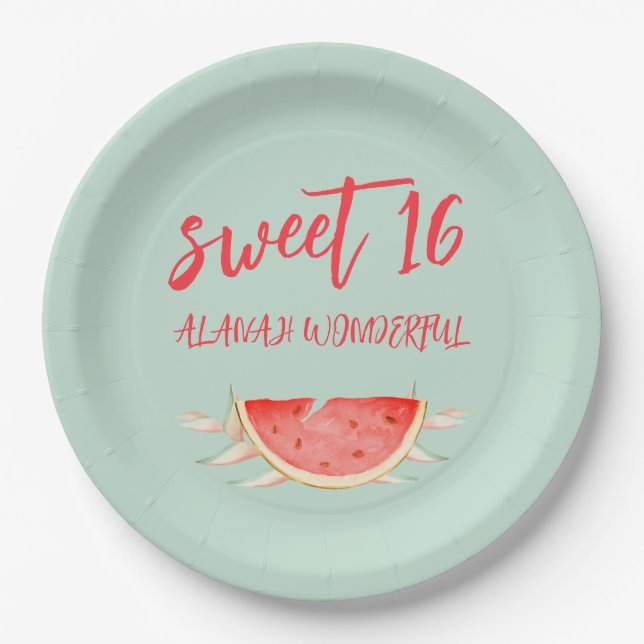  Tropical Fruit 16th Birthday Paper Plate (Front)