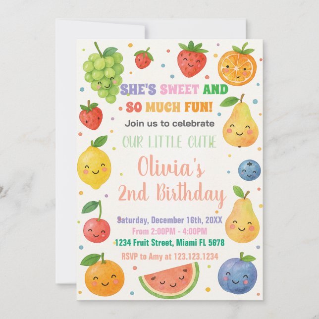 Tropical Fruit Birthday Invitation (Front)