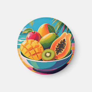 Tropical Fruit Bowl Illustration Magnet