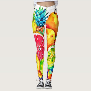 Tropical Fruit Cartoon Art Leggings