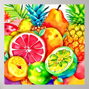 Tropical Fruit Cartoon Art Poster