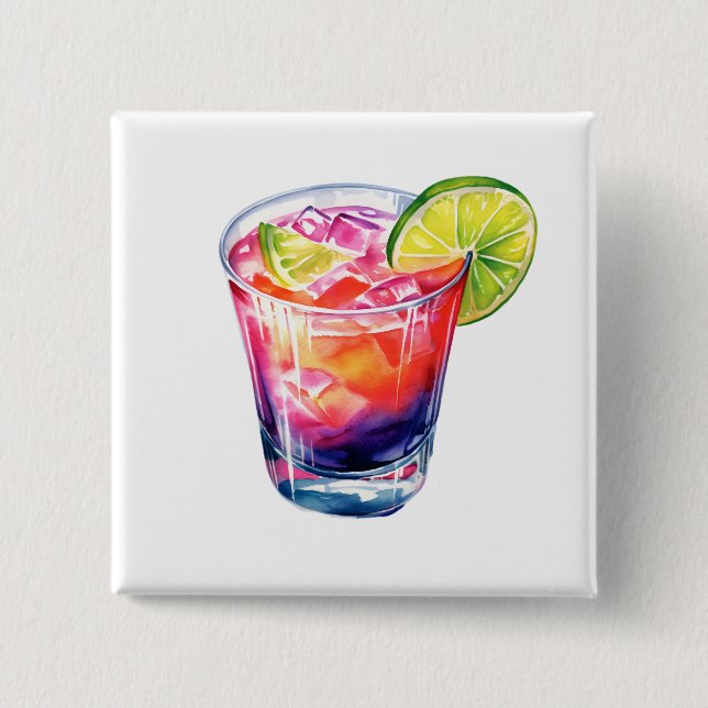 Tropical Fruit Cocktail 15 Cm Square Badge (Front)