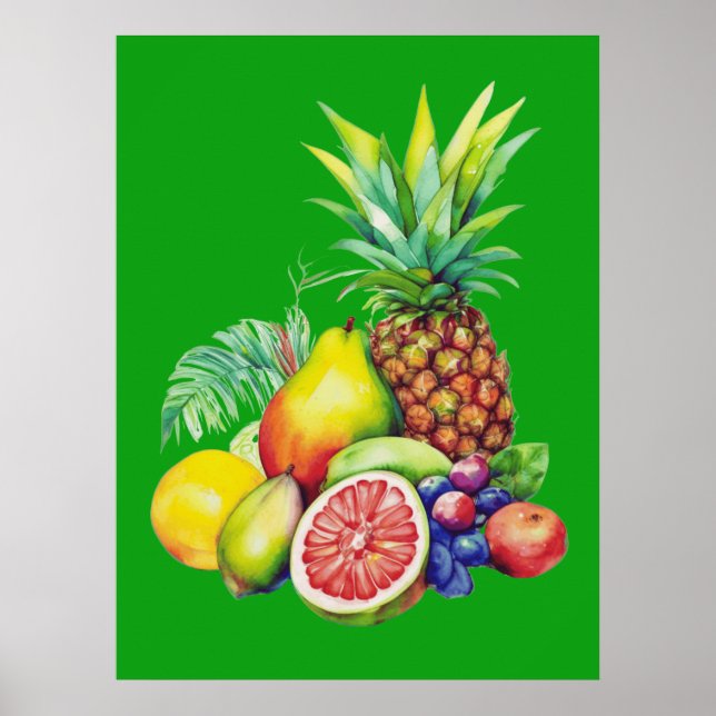 Tropical Fruit Collage Poster (Front)