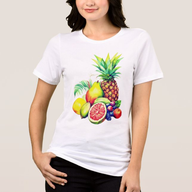 Tropical Fruit Collage Tri-Blend Shirt (Front)