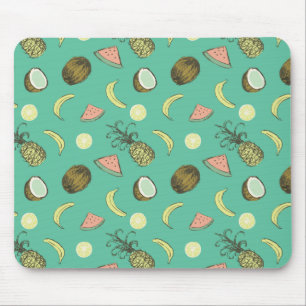 Tropical Fruit Doodle Pattern Mouse Pad