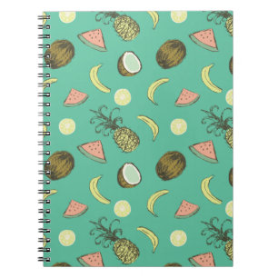 Tropical Fruit Doodle Pattern Notebook