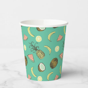 Tropical Fruit Doodle Pattern Paper Cups