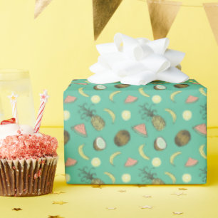 Tropical Fruit Doodle Pattern Wrapping Paper