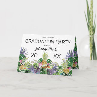 Tropical Fruit | Greenery Summer Graduation Party Invitation