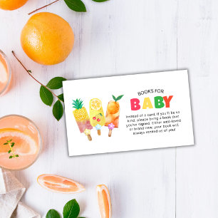 Tropical Fruit Ice Cream Pop Books For Baby Shower Enclosure Card