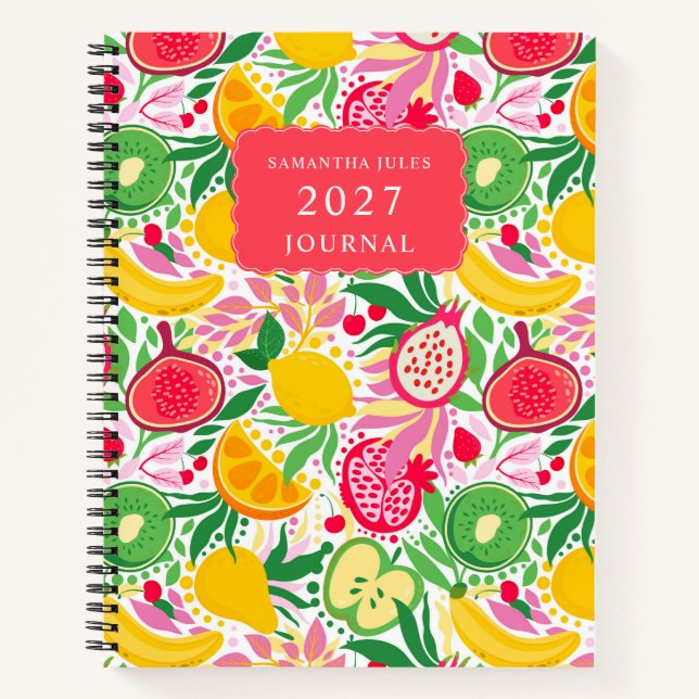 Tropical Fruit Monogram Summer Pattern Journal (Front)