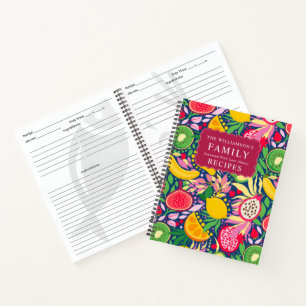 Tropical Fruit Monogram Summer Pattern Recipes Notebook