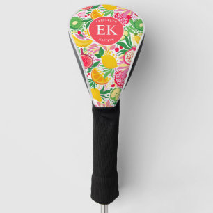 Tropical Fruit Monogram Watercolor Summer Pattern Golf Head Cover