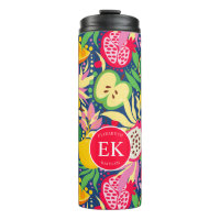 Tropical Fruit Monogram Watercolor Summer Pattern