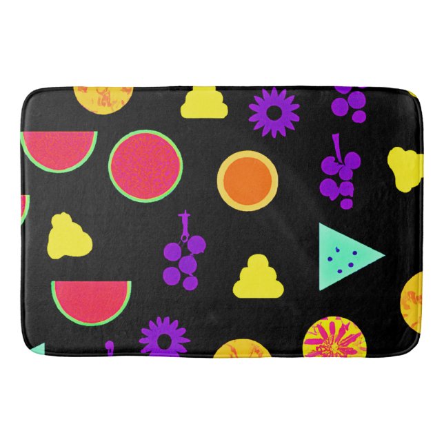 Tropical Fruit Neon Paradise Pattern Bath Mat (Front)
