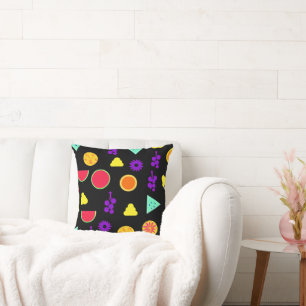 Tropical Fruit Neon Paradise Pattern Cushion