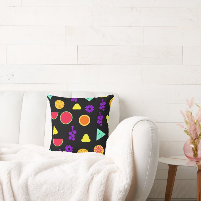 Tropical Fruit Neon Paradise Pattern Cushion (Couch)