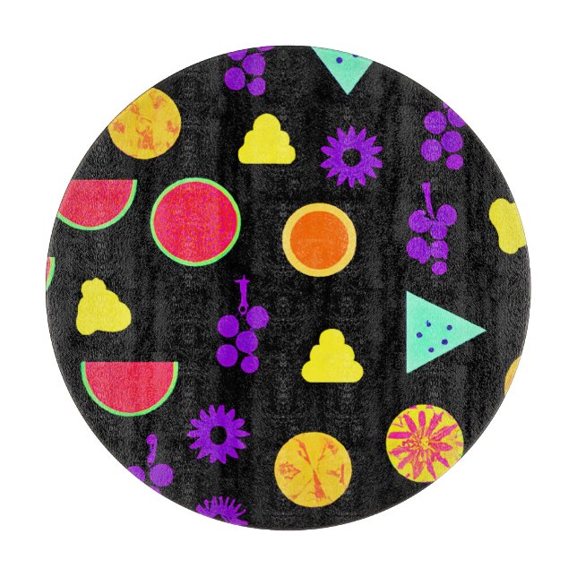 Tropical Fruit Neon Paradise Pattern Cutting Board (Front)