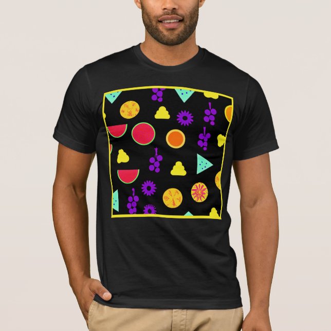 Tropical Fruit Neon Paradise Pattern T-Shirt (Front)