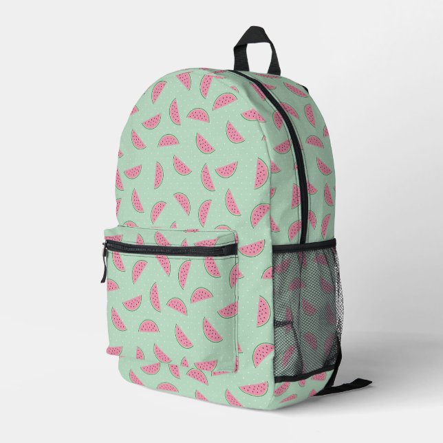 Tropical Fruit Paint Splatter Pattern Printed Backpack (Back Corner Right)