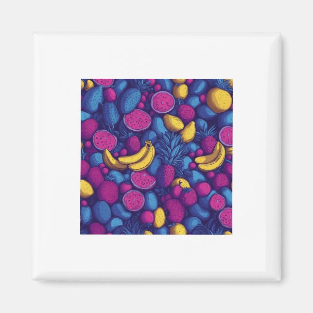 Tropical Fruit Pattern – Exotic Vibrant Design Sti Magnet (Front)