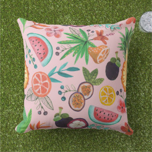 Tropical fruit pink garden all-over print  cushion