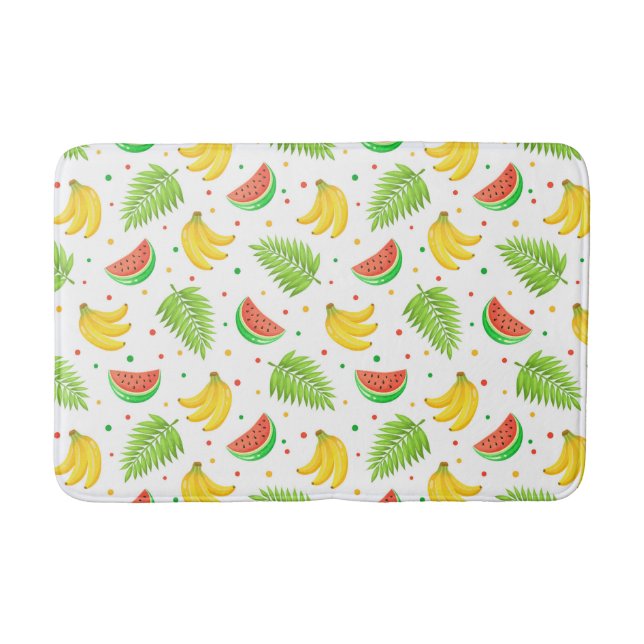 Tropical Fruit Polka Dot Pattern Bath Mat (Front)