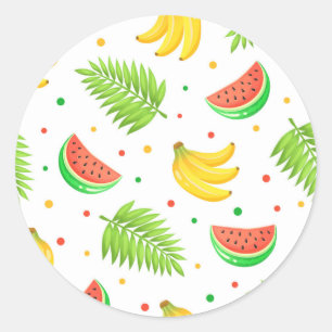 Tropical Fruit Polka Dot Pattern Classic Round Sticker