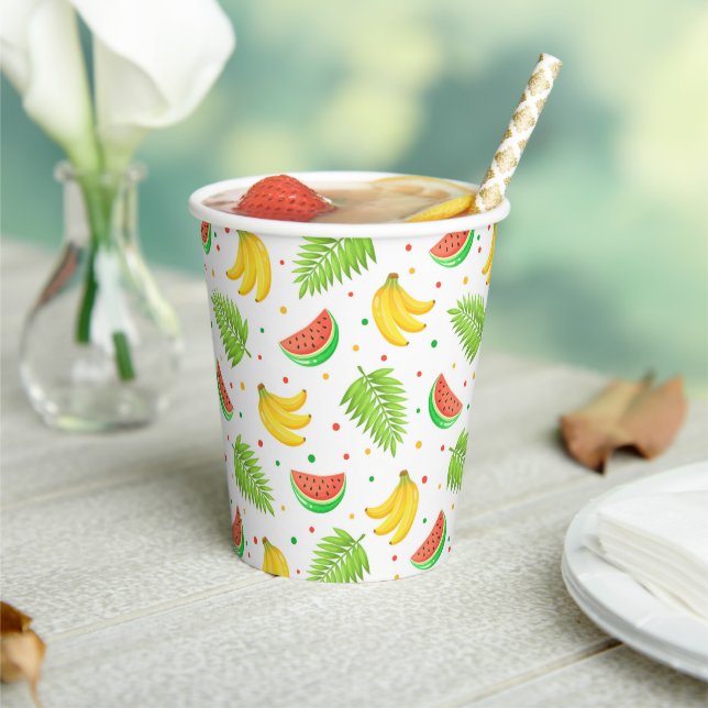 Tropical Fruit Polka Dot Pattern Paper Cups (Insitu)