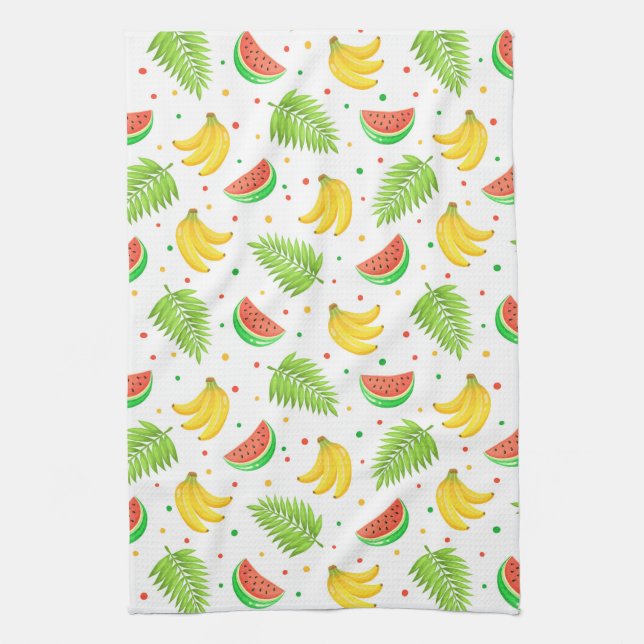 Tropical Fruit Polka Dot Pattern Tea Towel (Vertical)