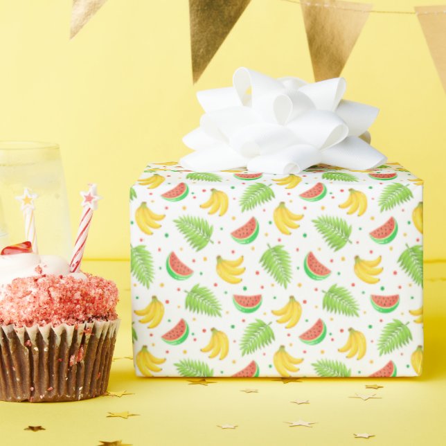 Tropical Fruit Polka Dot Pattern Wrapping Paper (Birthday Party)