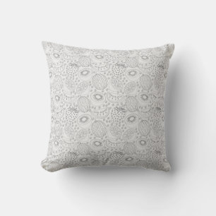Tropical fruit seamless pattern black and white cushion