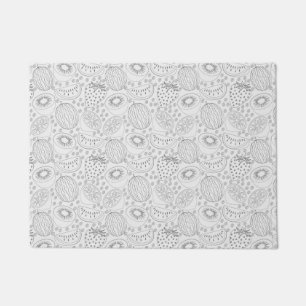 Tropical fruit seamless pattern black and white doormat