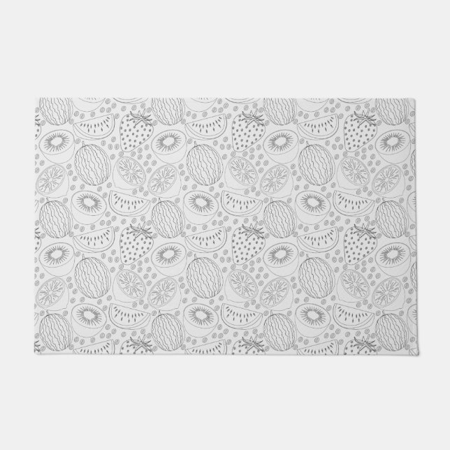 Tropical fruit seamless pattern black and white doormat (Front)