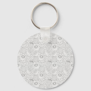 Tropical fruit seamless pattern black and white key ring